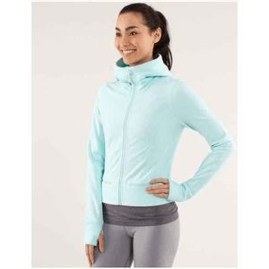Lululemon Aquamarine Green Throw Me Over Full Zip Long Sleeve Hoodie Size 10